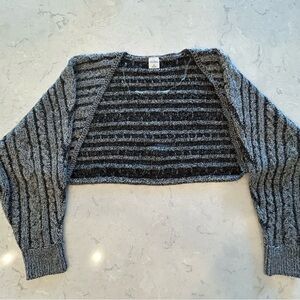Wild Fable Black and Gray Striped Raglan Sweater Shrug